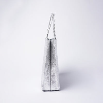 <Coquette> Leather Tote (small floral print) / Silver