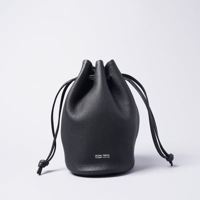 <LEZALI> Embossed Leather Drawstring Mini Bag / Sky