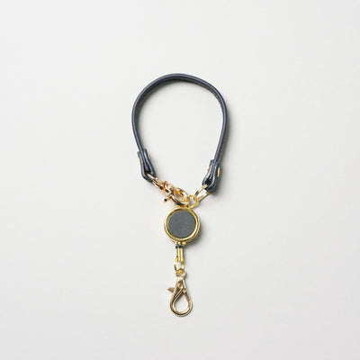＜LEZALI＞義大利皮革自動捲線式鑰匙環/淺海軍藍