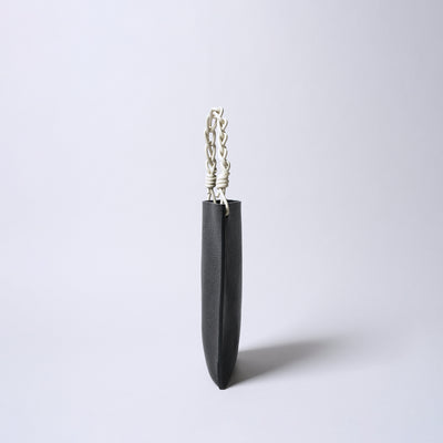 <SENTI FLATTER THE SENSES> Shrink Leather Chain Handle Mini Bag / Black x Ivory
