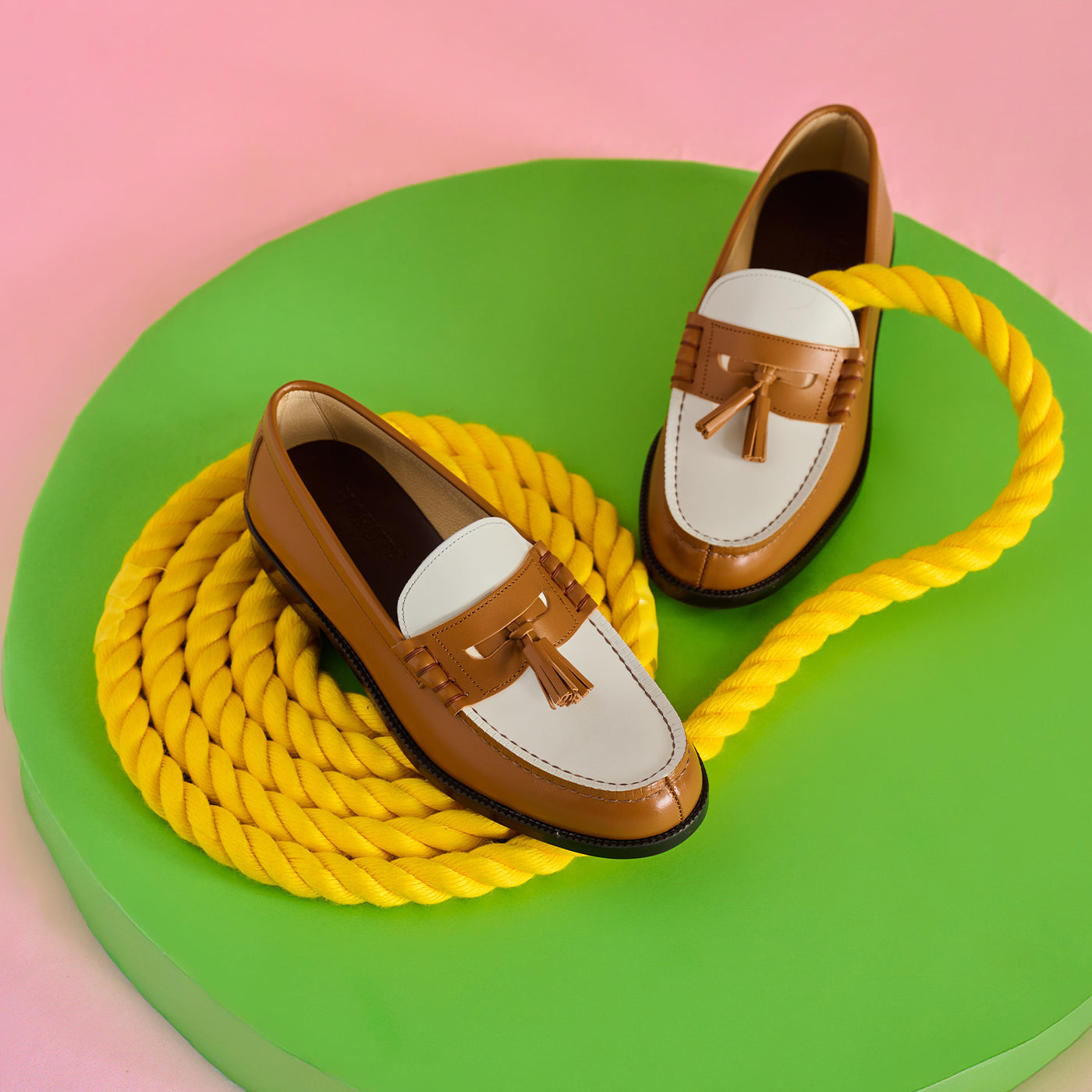 <HARUTA> teema special order plain me x HARUTA Combi Loafer / Light Brown x White