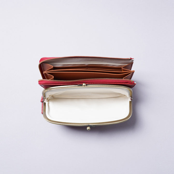 ◇レトロなラベル(ベージュ)◇L字がま口etc…◇ハンドメイド◇内