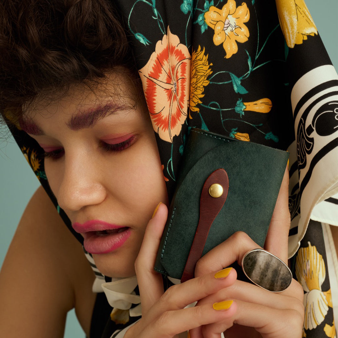 ＜LITSTA＞Coin Wallet 4/藍綠色