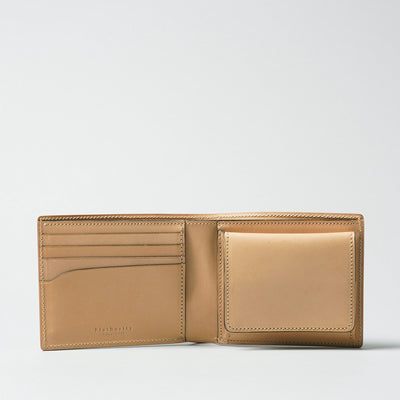 ＜フラソリティ＞水染めオイルコードバン二つ折り財布/キャメル