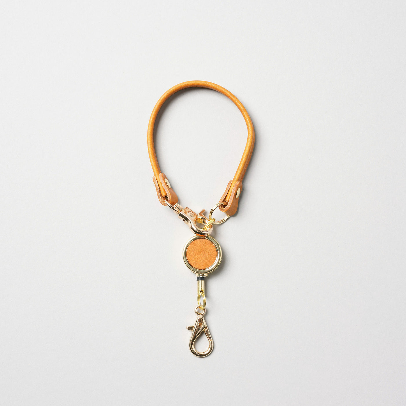 <lezali> Italian Leather Retractable Reel Key Holder / Camel Yellow