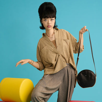 <ESTINE> Logical Series Leather Shoulder Bag / Black