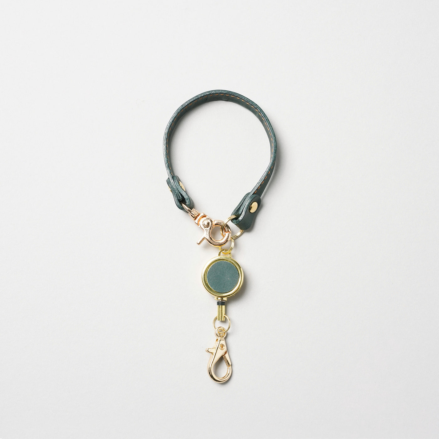 ＜LEZALI＞義大利皮革自動捲線式鑰匙環/淺海軍藍