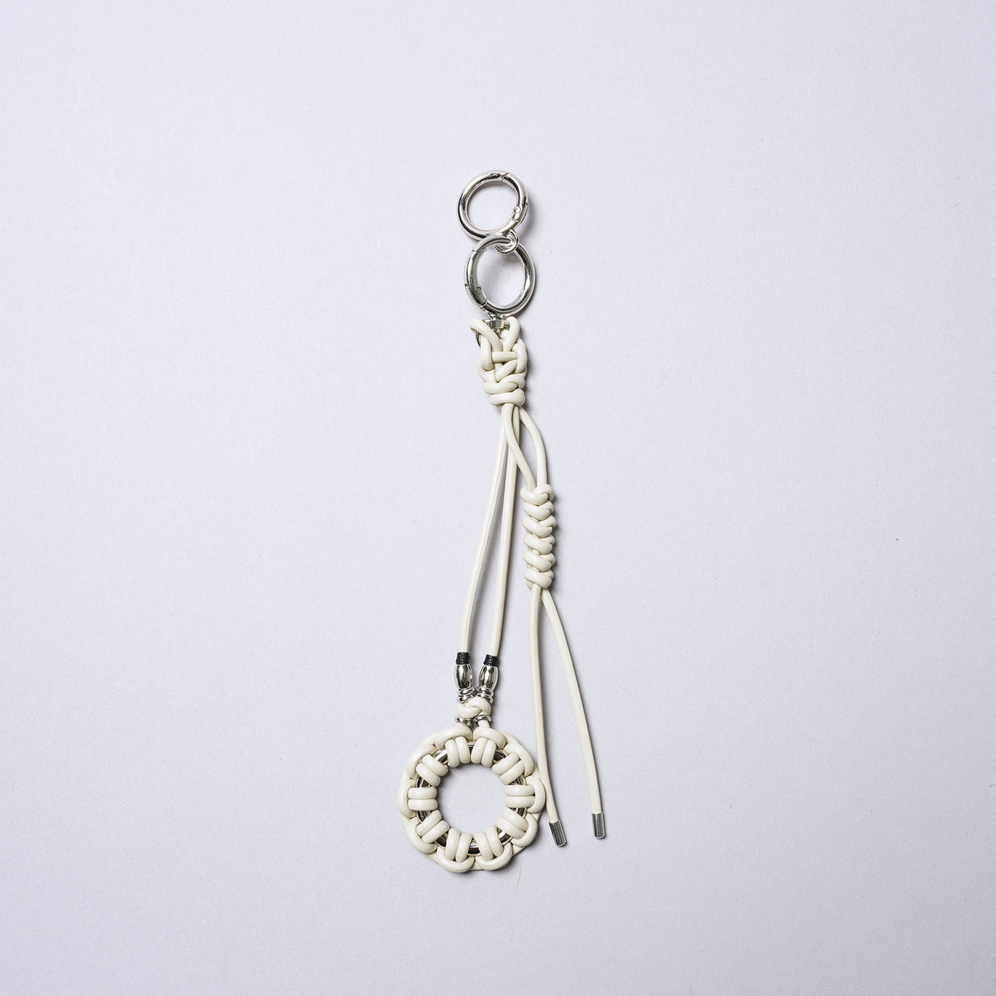 皮革編織吊墜鑰匙掛繩/駱駝色