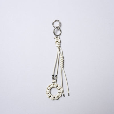 皮革編織吊墜鑰匙掛繩/駱駝色