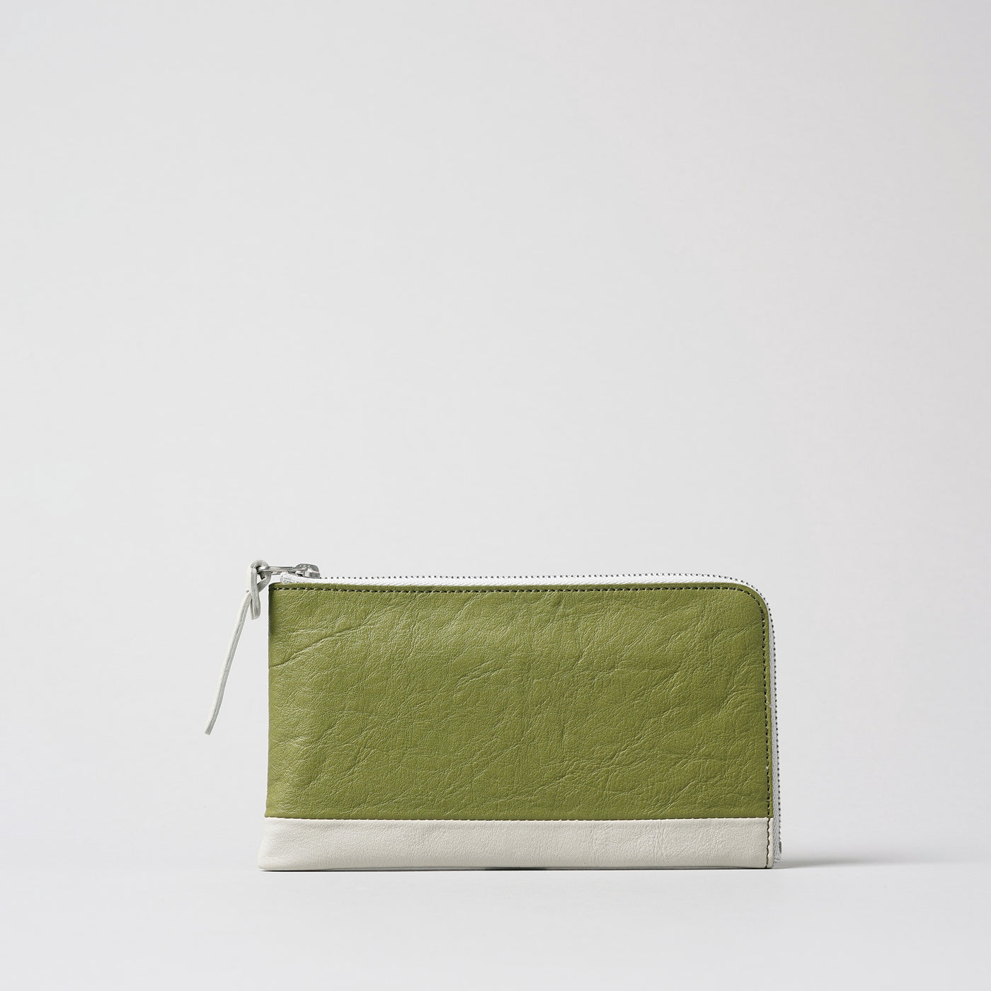 <numeri> Sottile Bi-Color L Zipper Long Wallet / Green x Light Grey