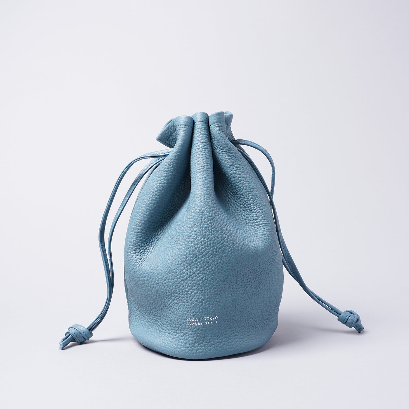 <LEZALI> Embossed Leather Drawstring Mini Bag / Taupe