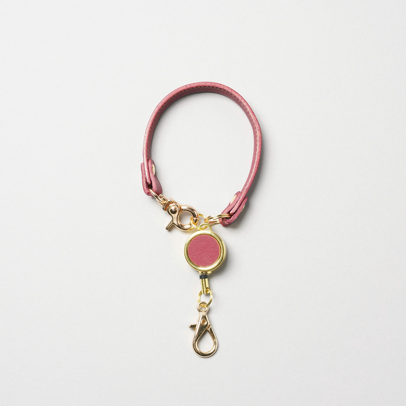 ＜LEZALI＞義大利皮革自動捲線式鑰匙環/覆盆子紅