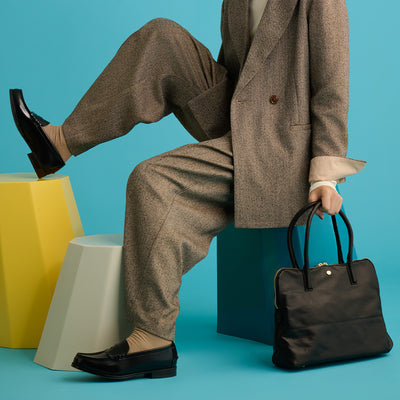 ＜ニュートラルグレイ＞ NH405ハスキー トートバッグM/ブラック