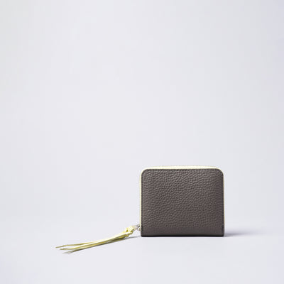 <Annak> Compact Round Wallet / Taupe x Yellow