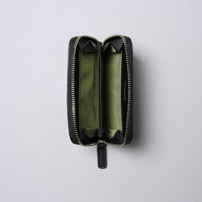 <Coquette> Round Mini Wallet (Vegetable Tanned Leather) / Black
