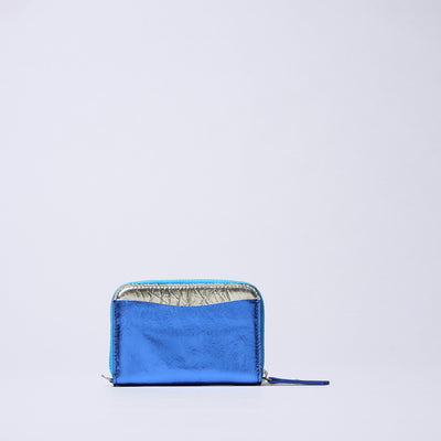 ＜Coquette＞Round Mini Wallet（shiny）/藍色×金色