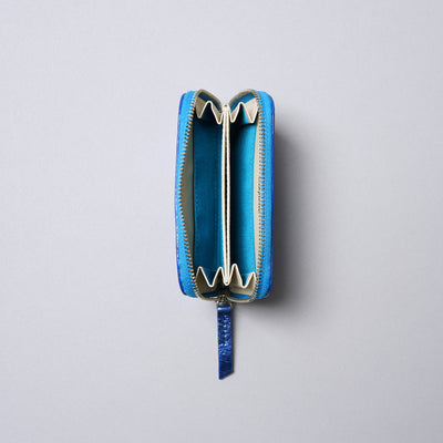 ＜Coquette＞Round Mini Wallet（shiny）/藍色×金色