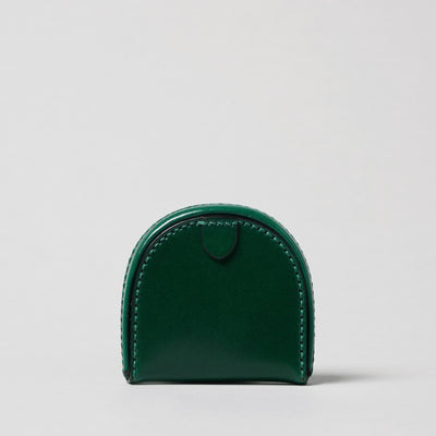 <Hawk Feathers>  Cordovan Horse Shoe Shaped Coin Case / Green