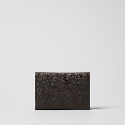 <Hawk Feathers>  Kuro-zan Leather Lacquered Business Card Holder with Gusset / Chocolate