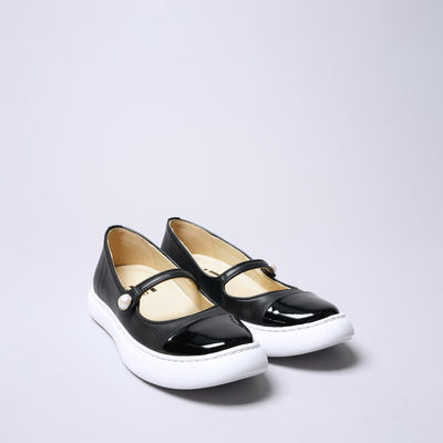 ＜アイユーアイ＞ワンストラップ スニーカー/ブラック×ブラック