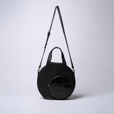 ＜リアルマインド ブラックレーベル＞アポロン 2way丸形ショルダーバッグ　大/ブラック