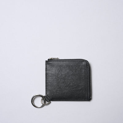 <SENTI FLATTER THE SENSES> Super Lightweight Dyneema Leather L Zip Wallet / Black