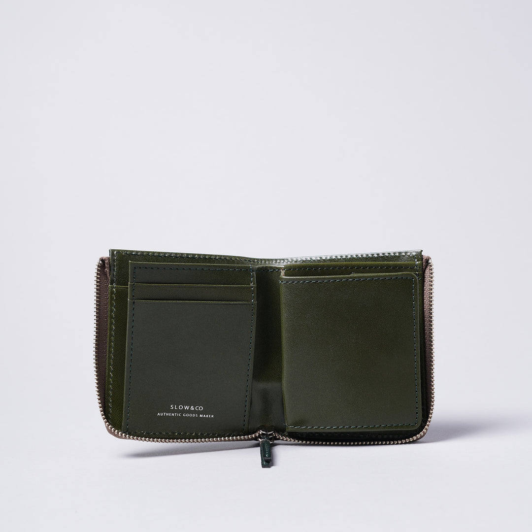 スロウ＞bridle -Lzip short mini wallet-/グリーン | テーーマ teema