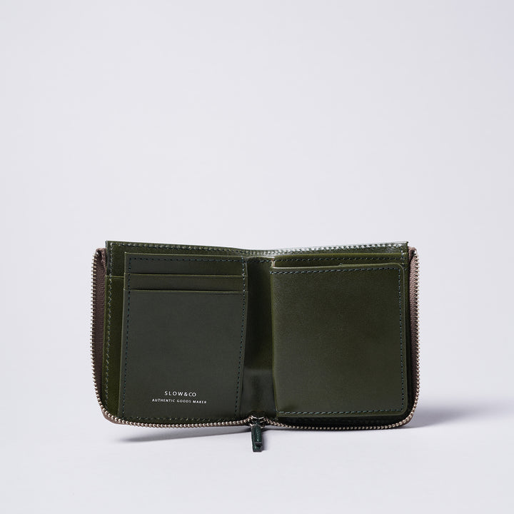 スロウ＞bridle -Lzip short mini wallet-/グリーン | テーーマ teema