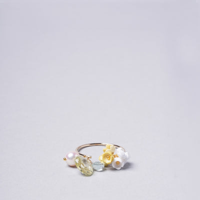 ＜Selieu＞teema限定 Akoya珍珠 Megu Ring B/白色＆黃色