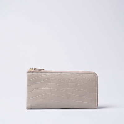 <Nomura Seisakusho> L Zipper Long Wallet (Crocodile Embossed) / Salmon Pink