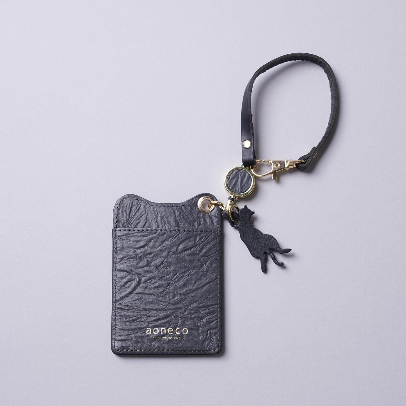 <aoneco> Pass Case with Retractable Reel / Charcoal Grey