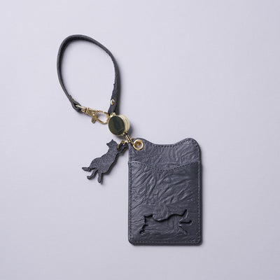 <aoneco> Pass Case with Retractable Reel / Charcoal Grey