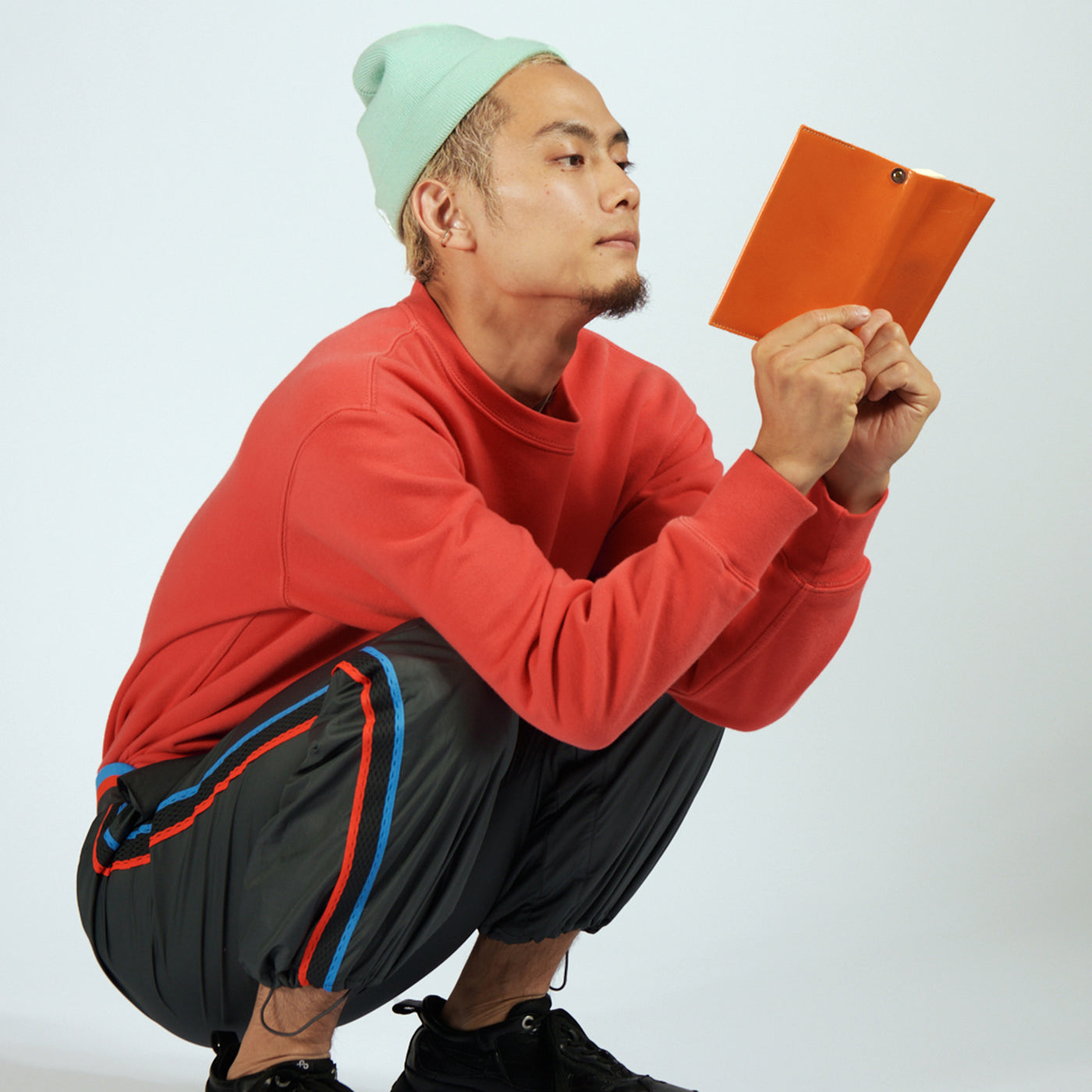 ＜Kiichi＞ 皮革書套（文庫尺寸） / 橙色