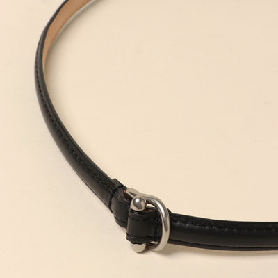 <Annak> Narrow free belt with hook buckle / black