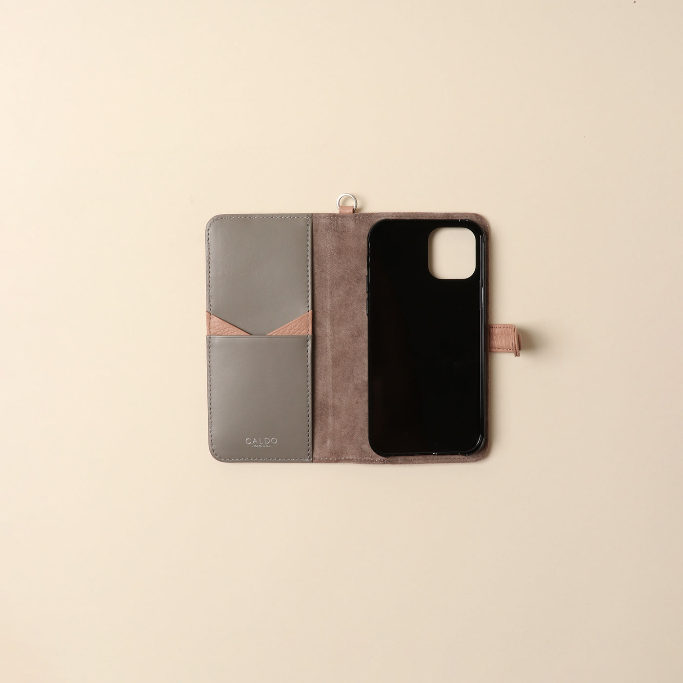 <CALDO tokyo japan> CROSSOVER iPhone case (iPhone12/12Pro) / Pink Gray
