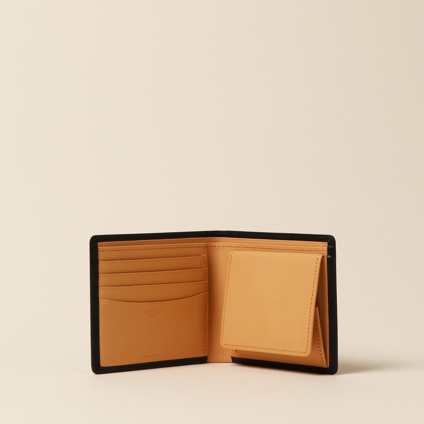 <CYPRIS> White Shirasagi leather billfold with box coin purse, dark brown