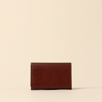 <CYPRIS> Business card holder in white Shirasagi leather, dark brown