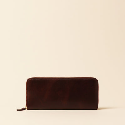 <CYPRIS> Shirasagi leather round zipper honey cell ®long wallet / brown