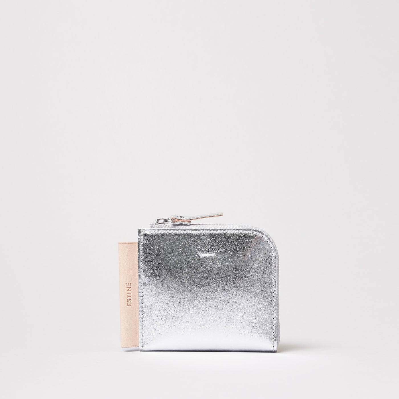 <Estine> Logical Series L Shaped Zipper Square Wallet / Silver
