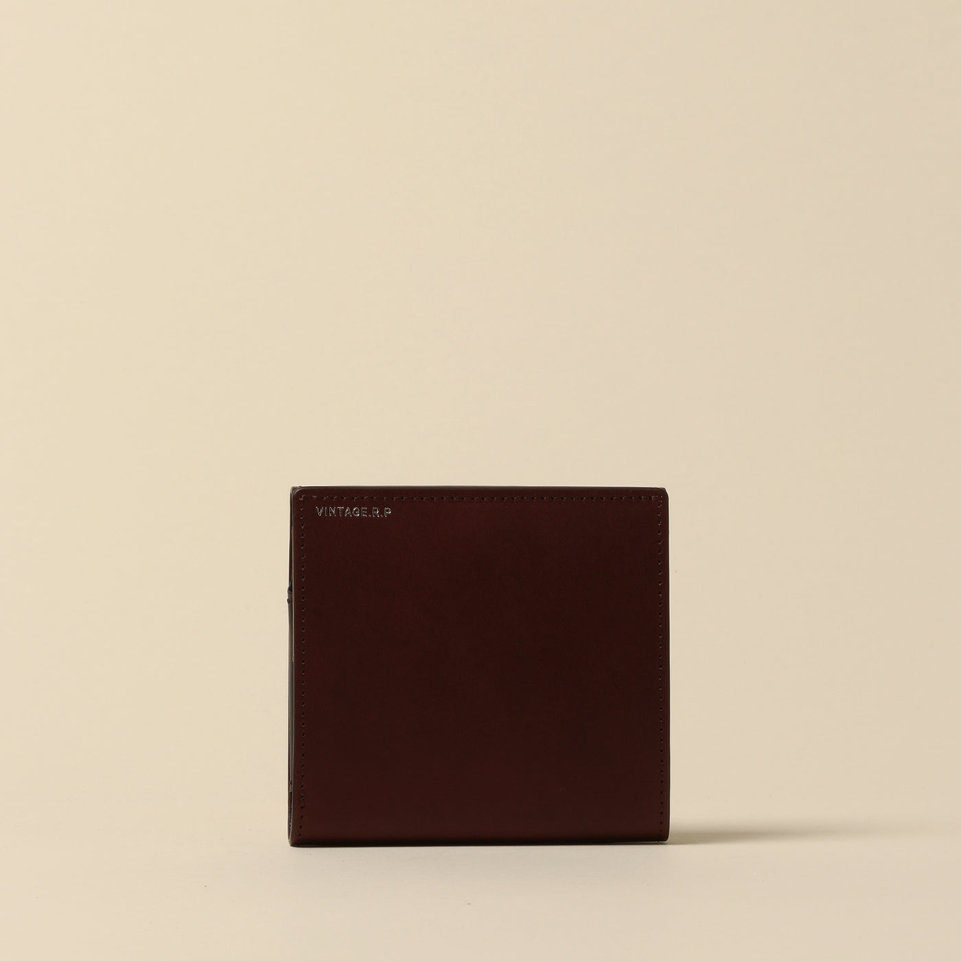 ＜Vintage Revival Productions> small vertical wallet in oiled leather, dark brown