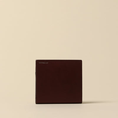 ＜Vintage Revival Productions> small vertical wallet in oiled leather, dark brown