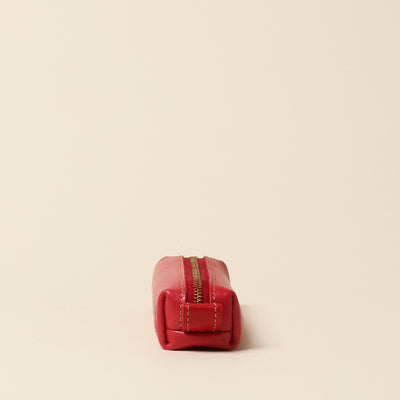 ＜Kiichi＞ 皮革拉鏈式筆袋  / 紅色