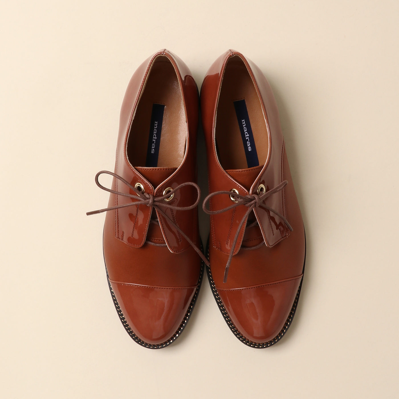 <Madras> Lace-up Casual Shoes / Camel Enamel